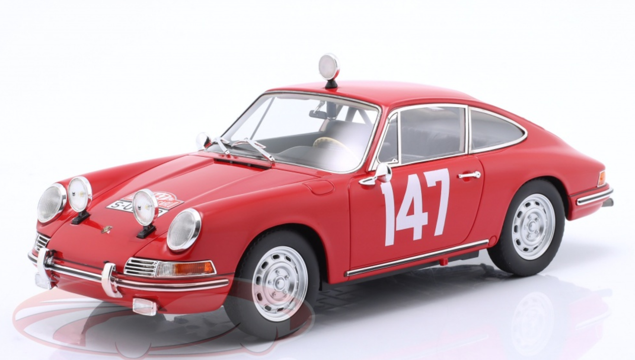 1/18 Matrix 1965 Porsche 911 S #147 5th Rallye Monte Carlo Herbert Linge, Peter Falk Car Model