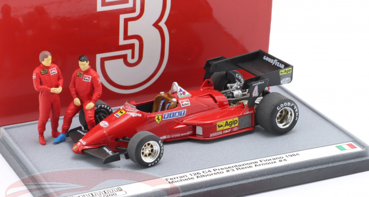 1/43 Brumm 1984 Formula 1 Ferrari 126 C4 Presentation Car Fiorano Michele Alboreto, Rene Armoux Car Model