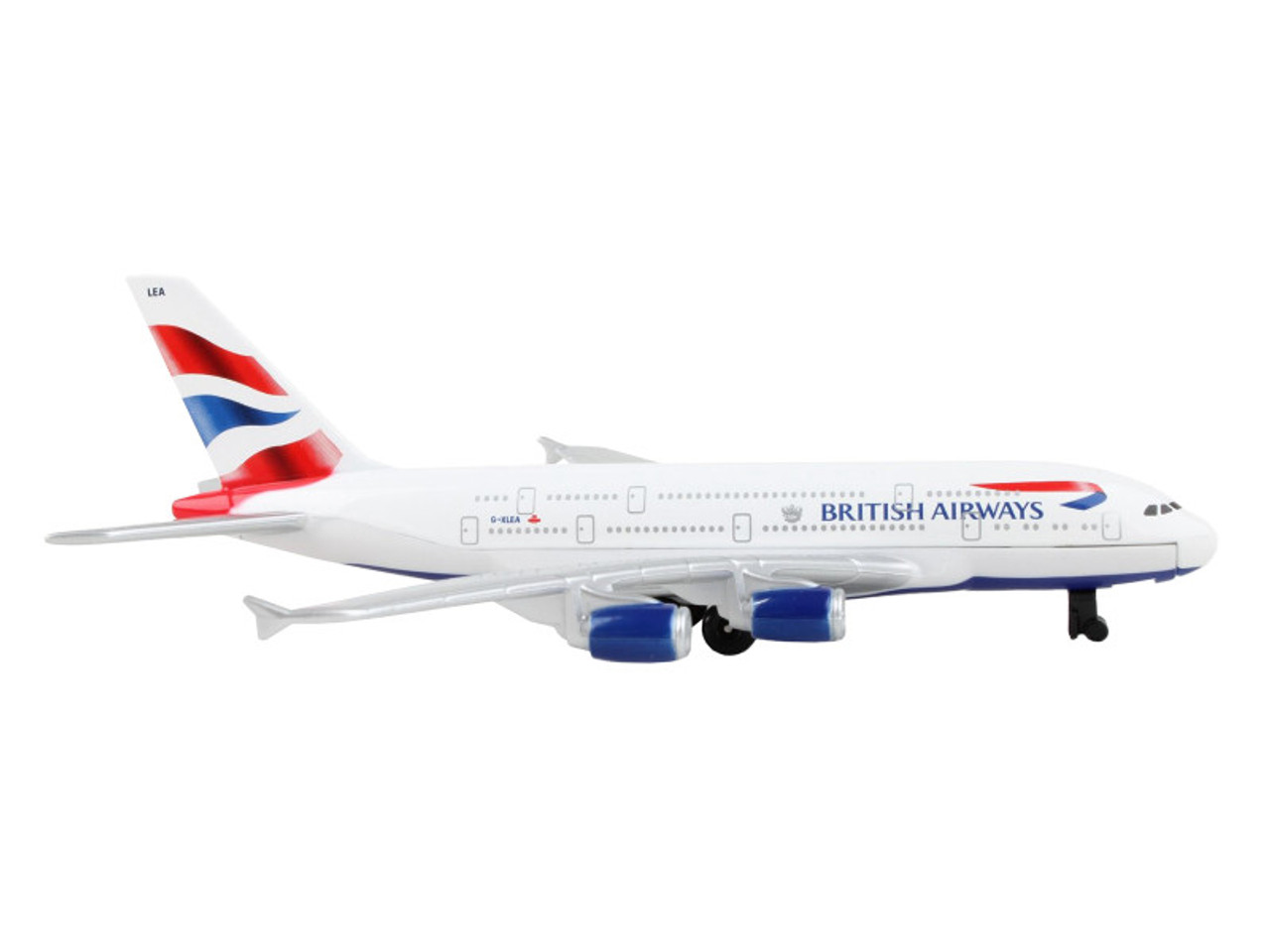 Airbus A380 Commercial Aircraft "British Airways" (G-XLEA) White with Blue and Red Tail Diecast Model Airplane by Daron