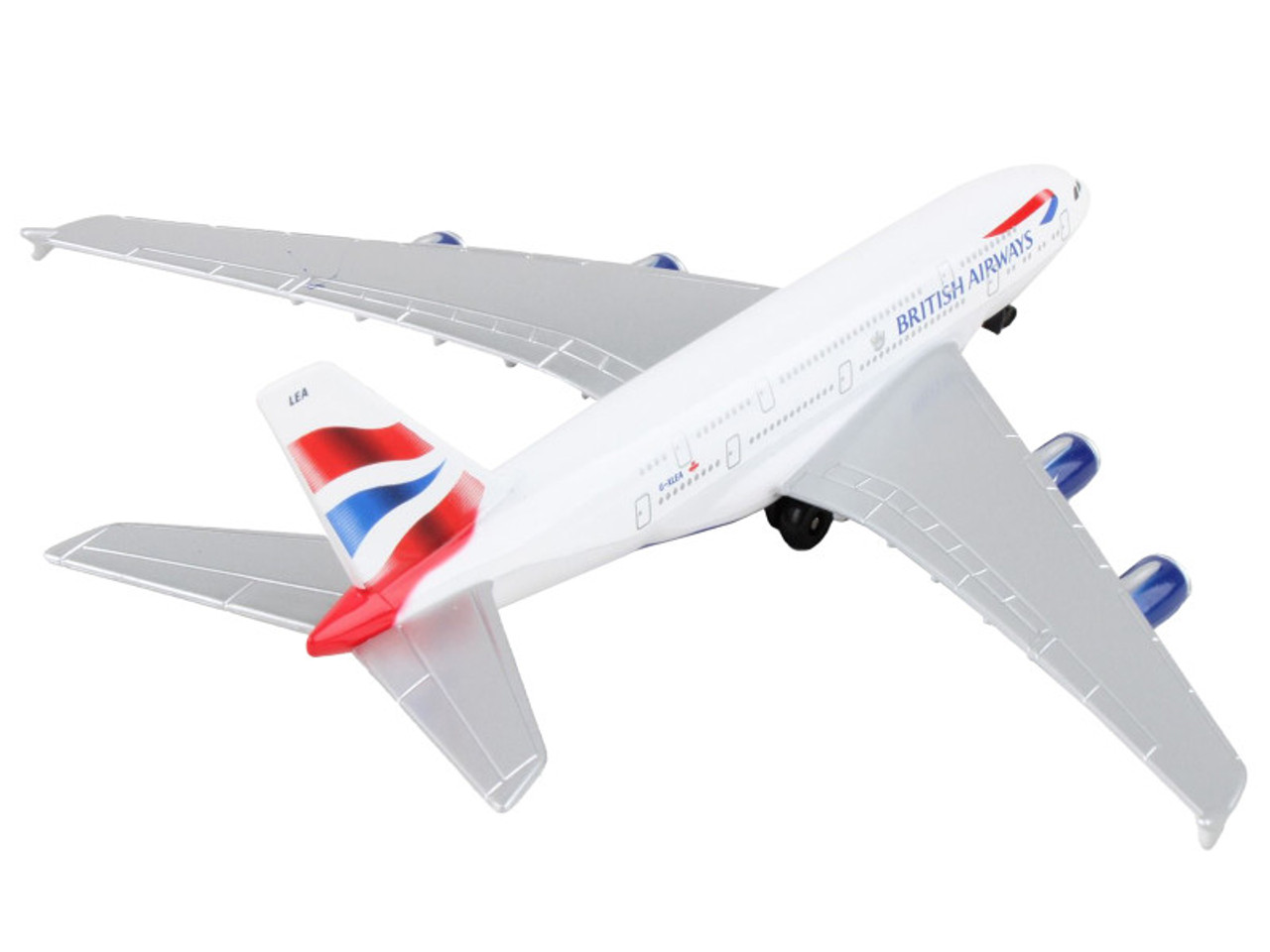 Airbus A380 Commercial Aircraft "British Airways" (G-XLEA) White with Blue and Red Tail Diecast Model Airplane by Daron