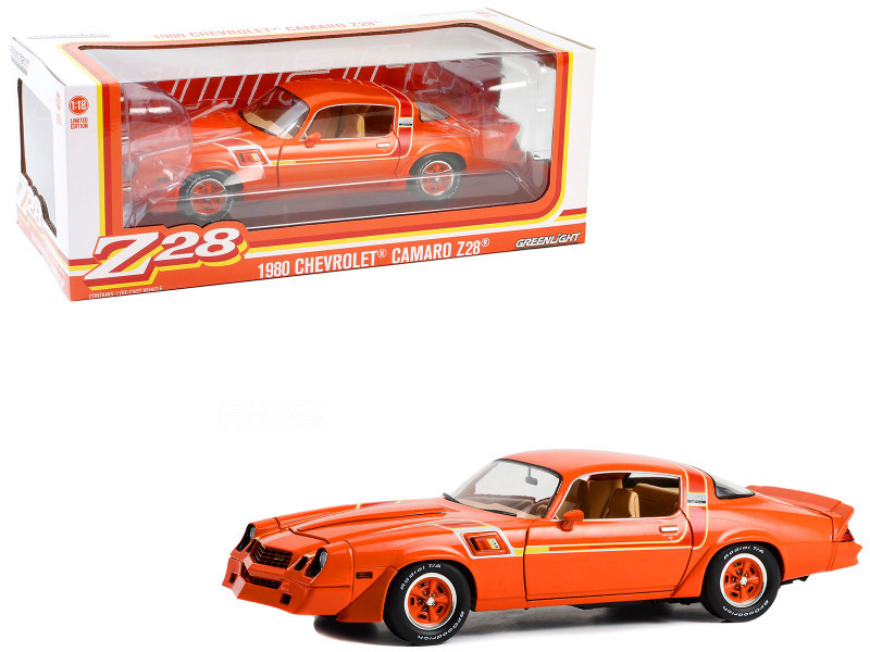 1980 Chevrolet Camaro Z28 Hugger Red Orange with Stripes 1/18