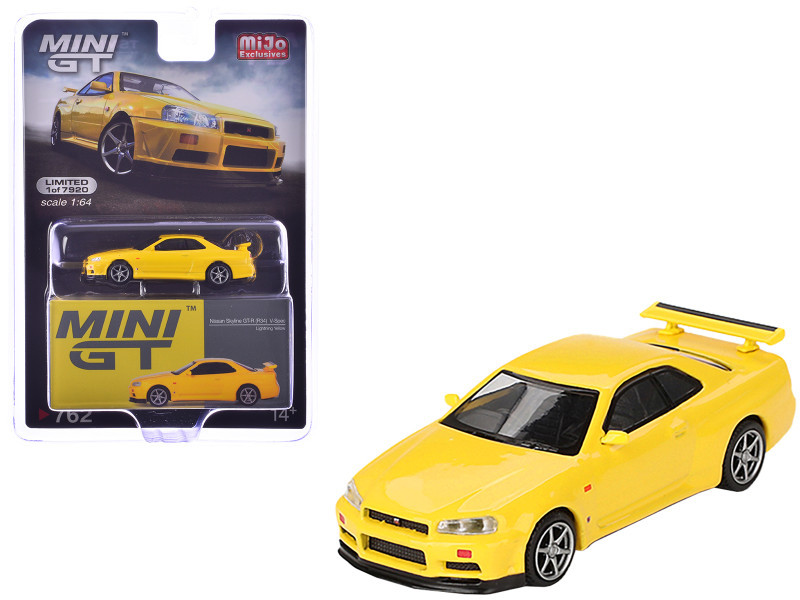 1/64 Mini GT Nissan Skyline GT-R (R34) V-Spec (Lightning Yellow