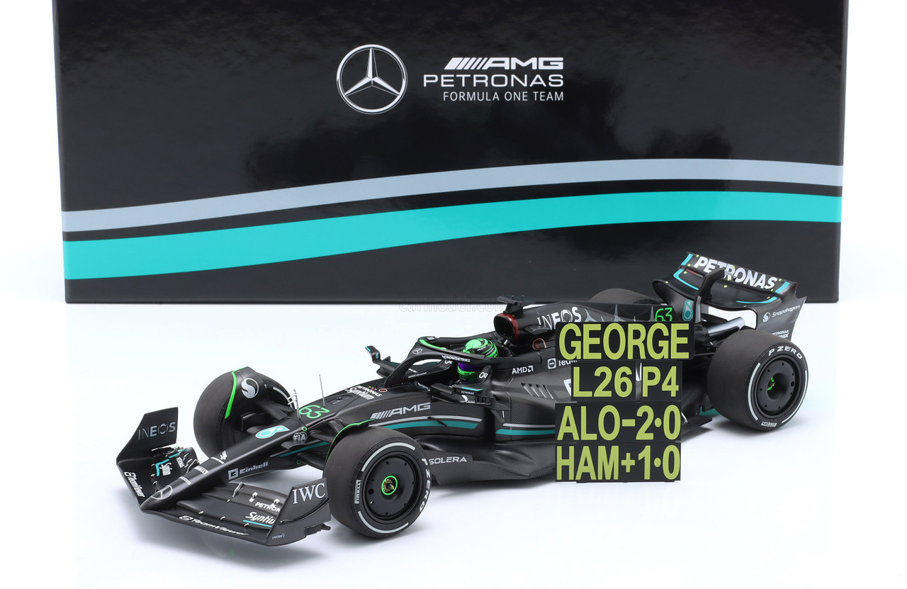 1/18 Minichamps 2023 Formula 1 George Russell Mercedes-AMG F1 W14 #63 7th Bahrain GP Car Model