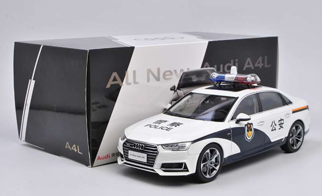 1/18 Dealer Edition Audi A4 A4L (White) Police Car B9 (Typ 8W; 2016–present) Diecast Car Model