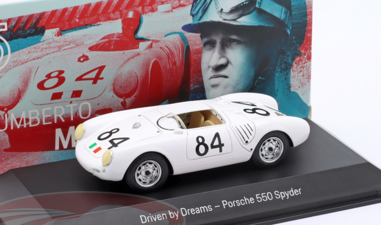 1/43 Dealer Edition Porsche 550 Spyder #84 Umberto Maglioli White Car Model