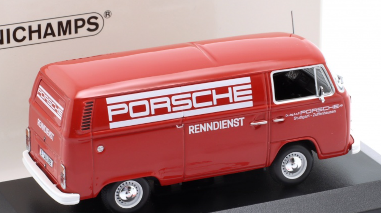 1/43 Minichamps 1972 Volkswagen VW T2 Delivery Van Porsche Renndienst Car Model