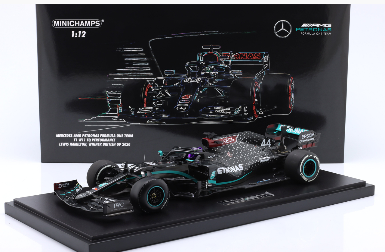 1/12 Minichamps 2020 Formula 1 Lewis Hamilton Mercedes-AMG F1 W11 #44 Winner British GP Car Model Limited 111 Pieces