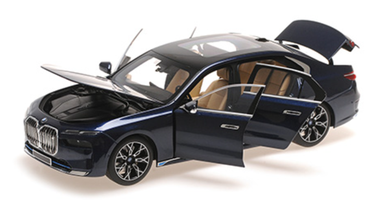 1/18 Minichamps 2022 BMW i7 (Metallic Blue) Diecast Car Model
