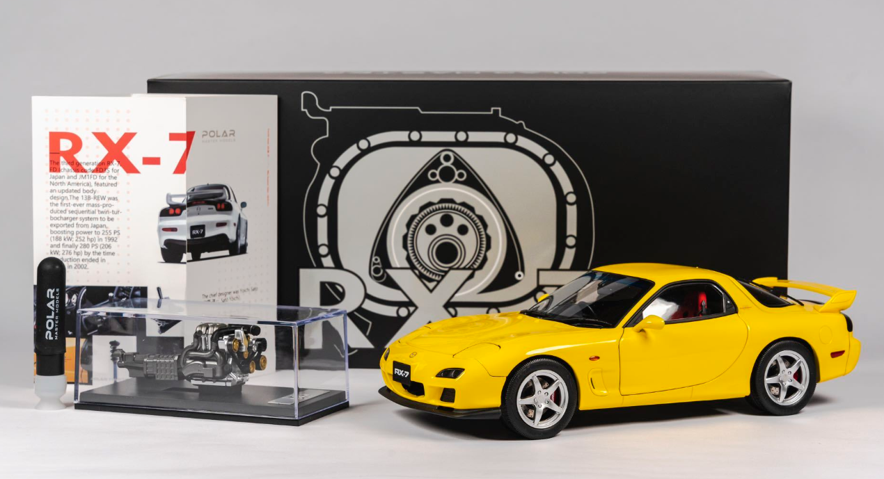 1:18 POLAR MASTER Mazda RX-7 SPEED PLM22-002-1 Yellow Alloy Diecast Model Car