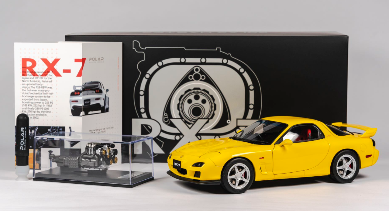 1/18 Polar Master Mazda RX-7 Bathurst R (Yellow) Diecast Car Model