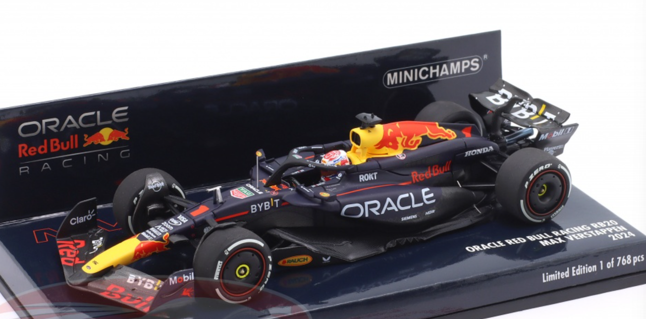 1/43 Minichamps 2024 Formula 1 Oracle Red Bull Racing RB20 #1 Max Verstappen Diecast Car Model