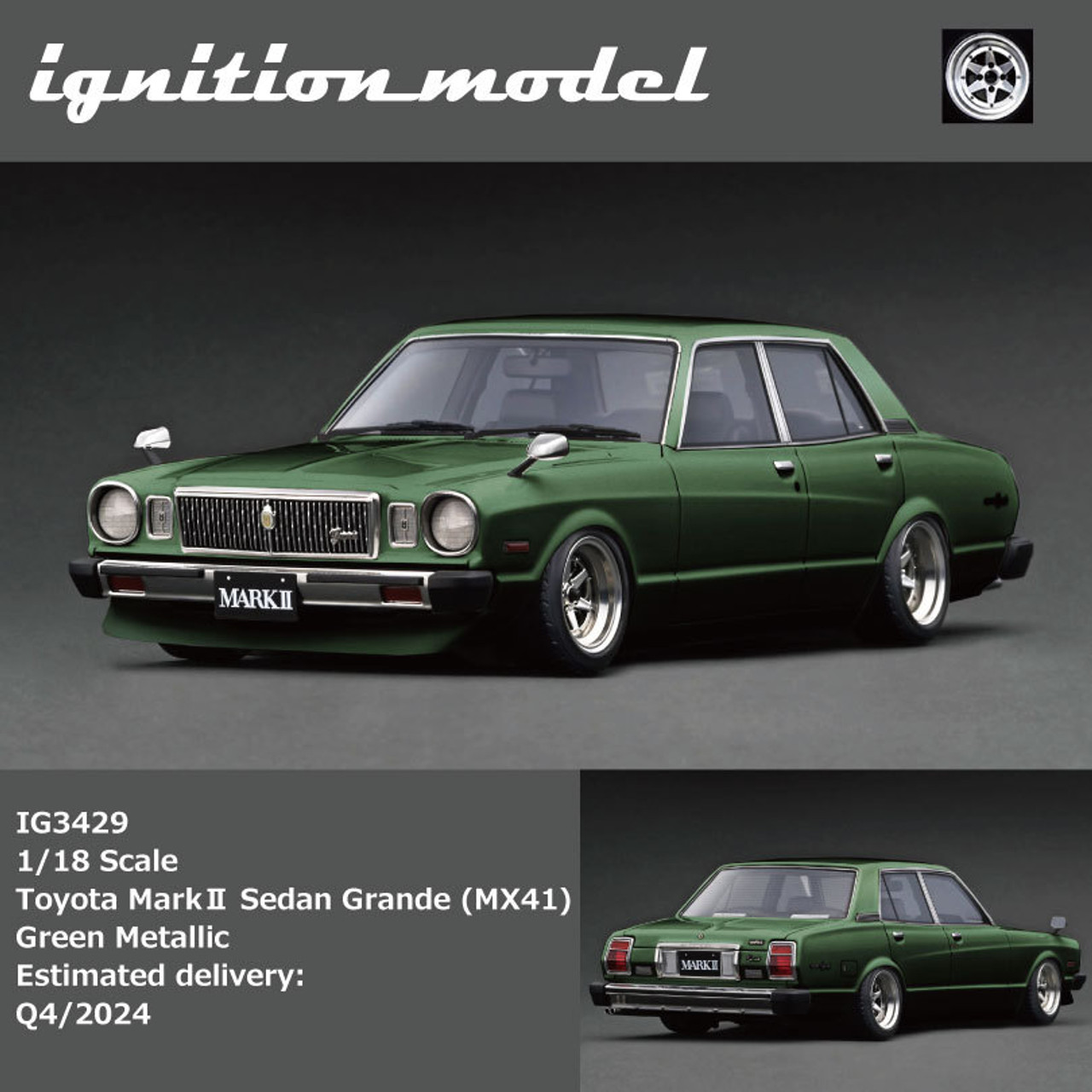 1/18 Ignition Model Toyota Mark II Sedan Grande (MX41) (Green Metallic) Car Model