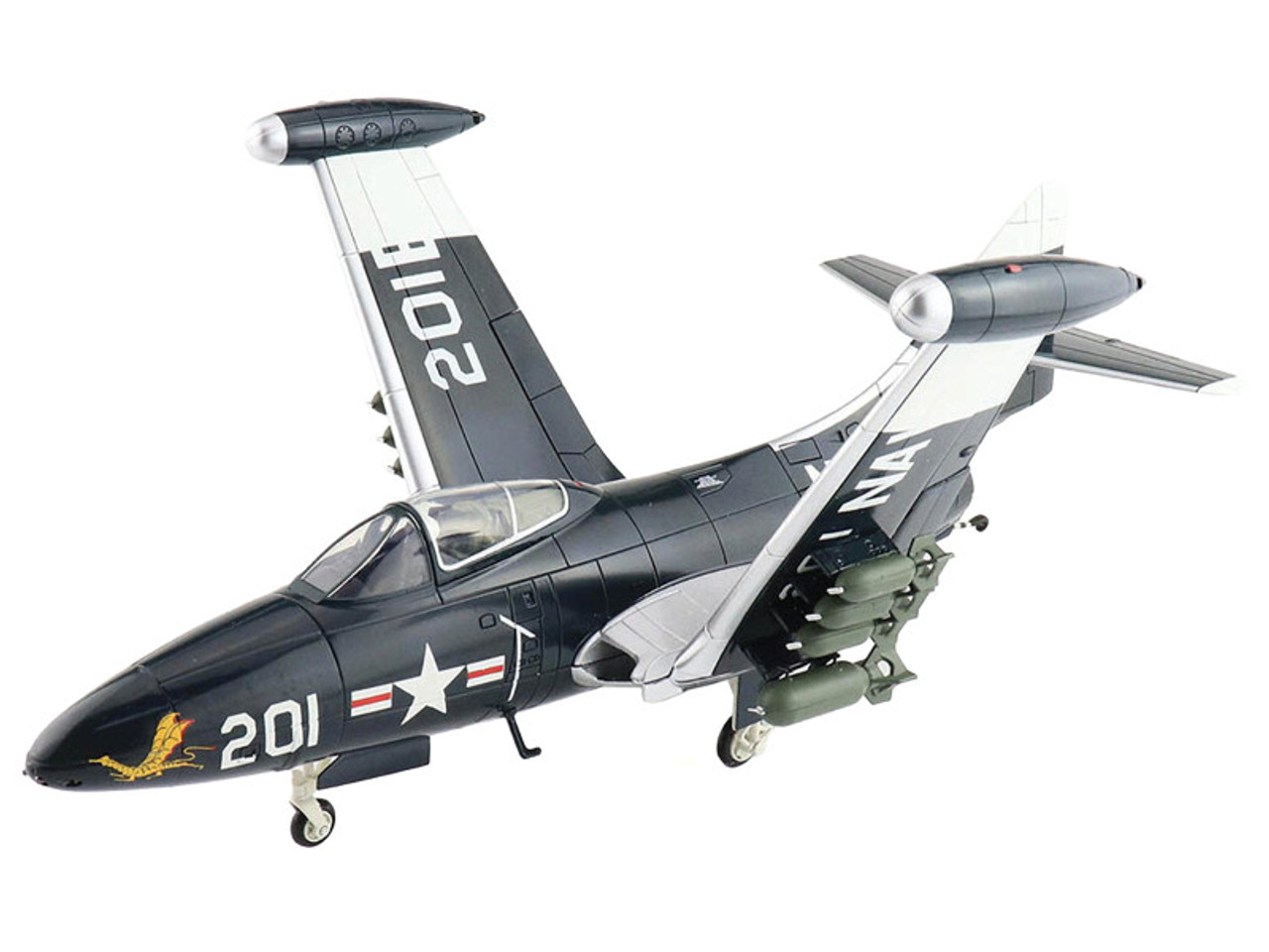 Grumman F9F-5 Panther Aircraft "VF-192 Golden Dragon USS Oriskany" United States Navy "Air Power Series" 1/48 Diecast Model by Hobby Master