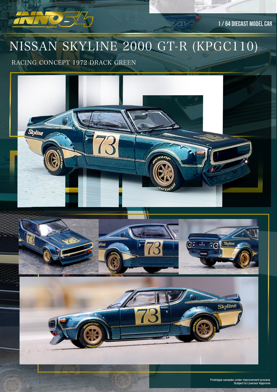 1/64 Inno Nissan Skyline 2000 GT-R (KPGC110) Racing Concept (Green
