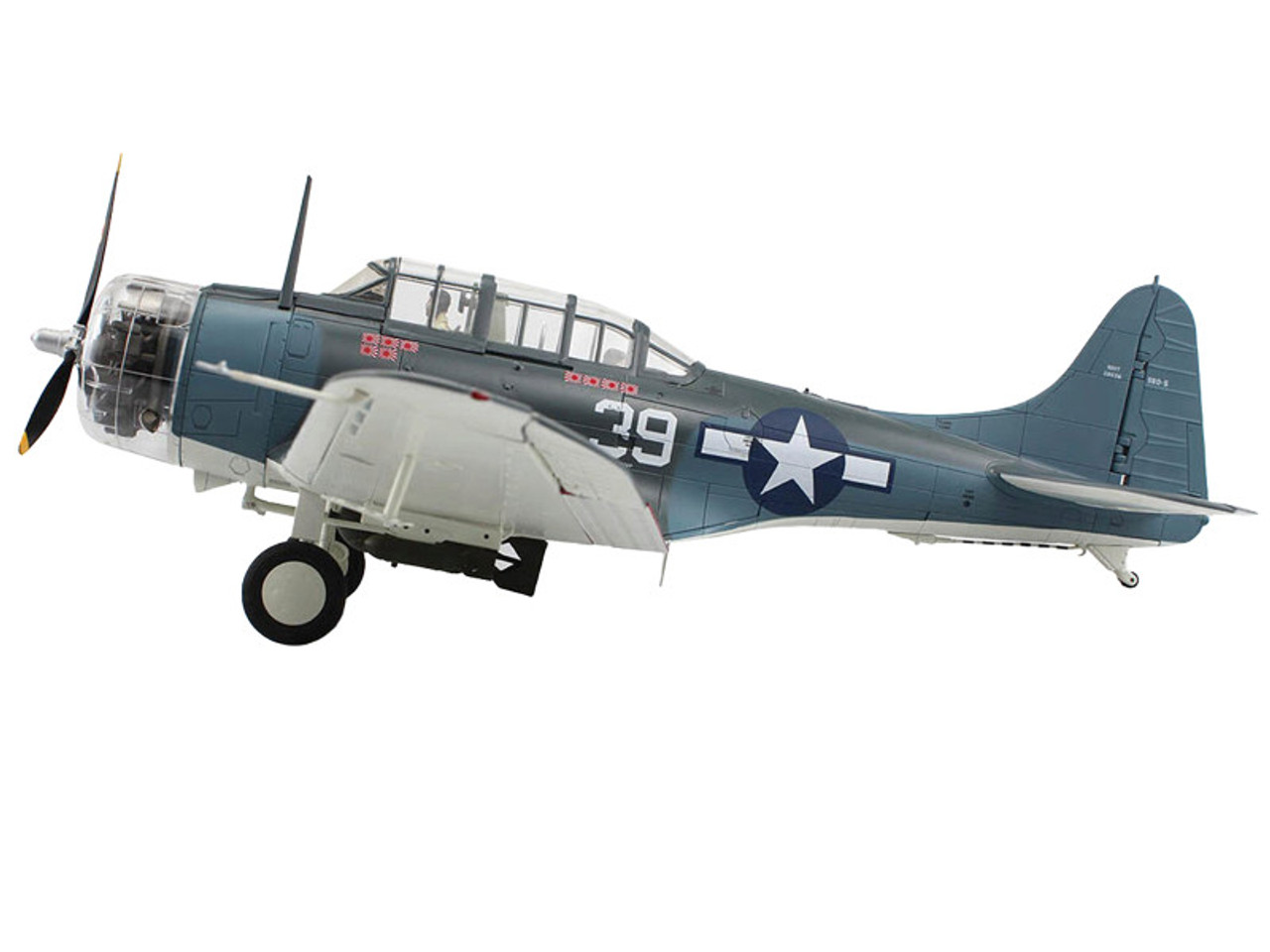 Douglas SBD-5 Dauntless Bomber Aircraft "Lt. Cook Cleland VB-16 USS Lexington Battle of the Philippine Seas" (1944) United States Navy "Premium Collection" 1/32 Diecast Model by Hobby Master