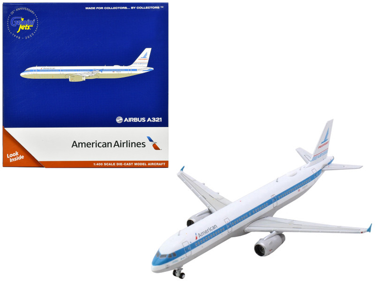 Airbus A321 Commercial Aircraft "American Airlines - Piedmont" (N581UW) White with Blue Stripes 1/400 Diecast Model Airplane by GeminiJets