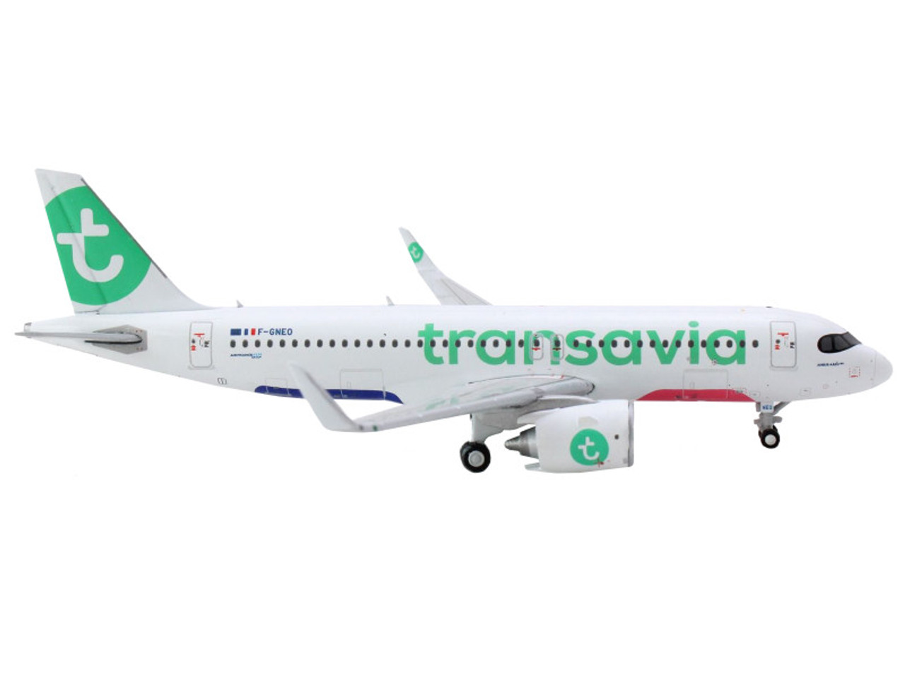 Airbus A320neo Commercial Aircraft "Transavia Airlines" (F-GNEO) White with Green Tail 1/400 Diecast Model Airplane by GeminiJets