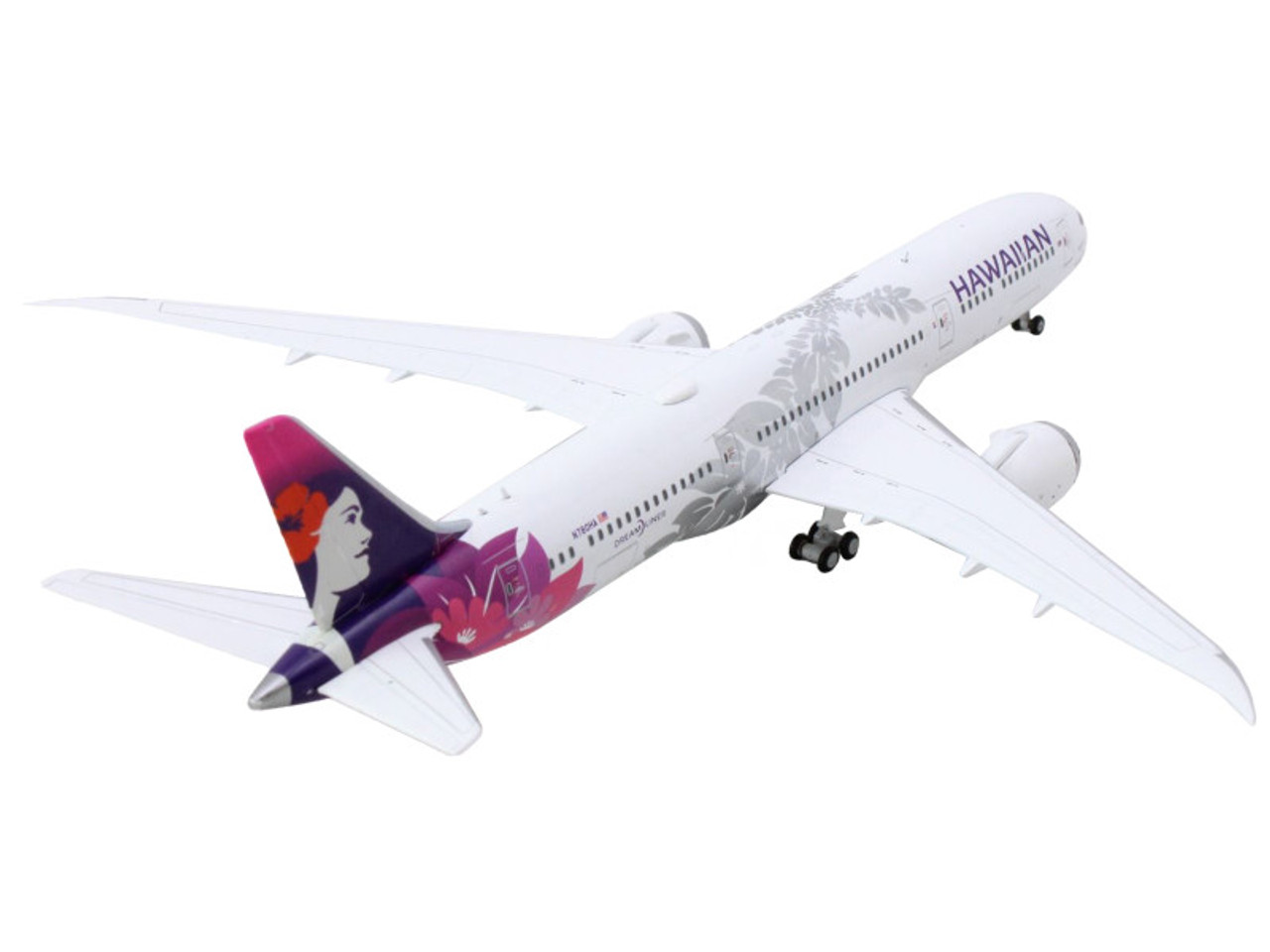 Boeing 787-9 Dreamliner Commercial Aircraft "Hawaiian Airlines" (N780HA) White with Purple Tail 1/400 Diecast Model Airplane by GeminiJets