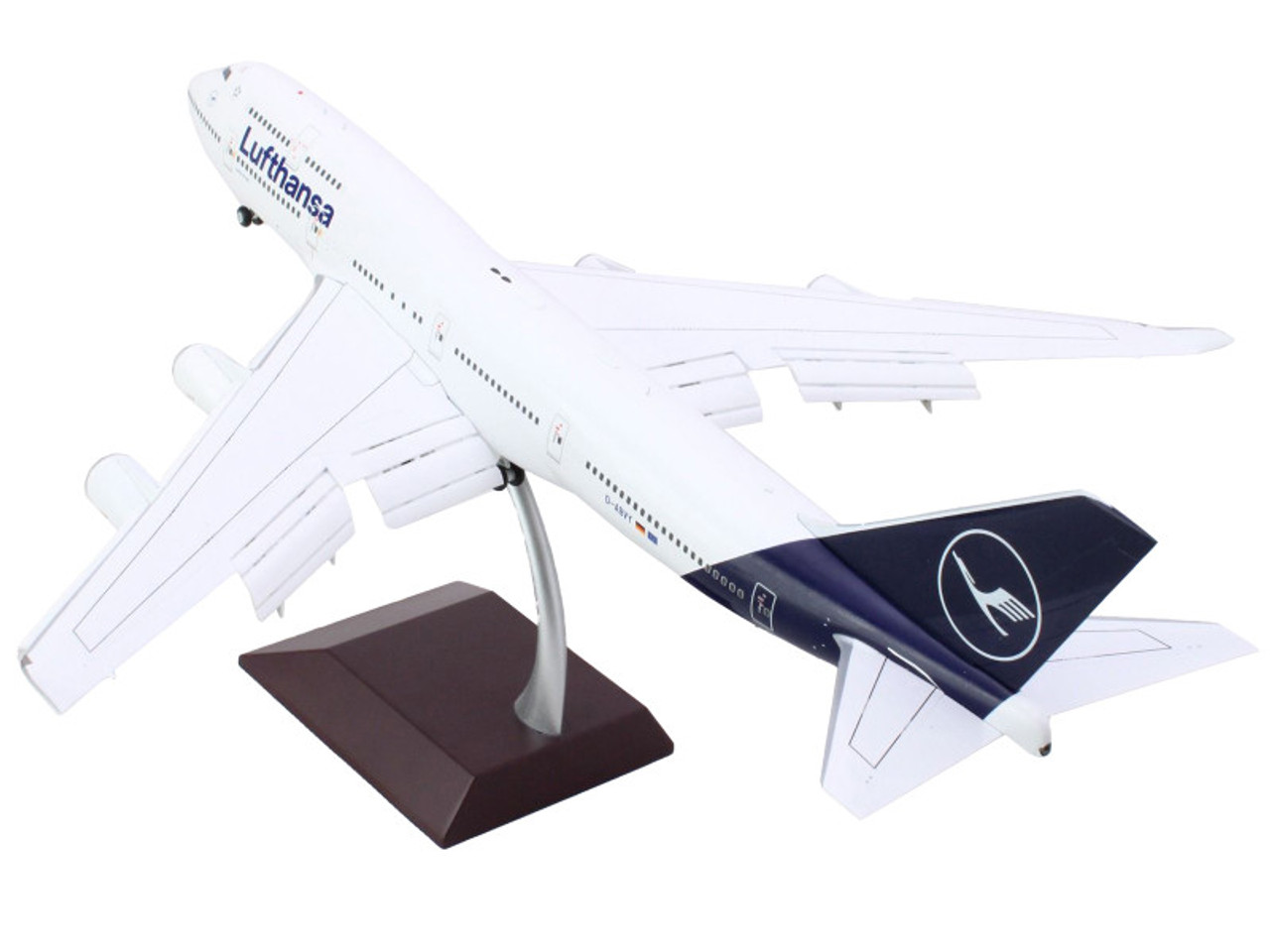 Boeing 747-400 Commercial Aircraft with Flaps Down "Lufthansa" (D-ABVY) White with Dark Blue Tail "Gemini 200" Series 1/200 Diecast Model Airplane by GeminiJets