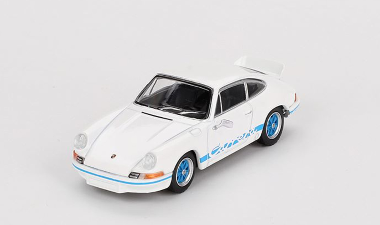 1/64 Mini GT 911 Carrera RS 2.7 Grand Prix (White with Blue Livery) Diecast Car Model