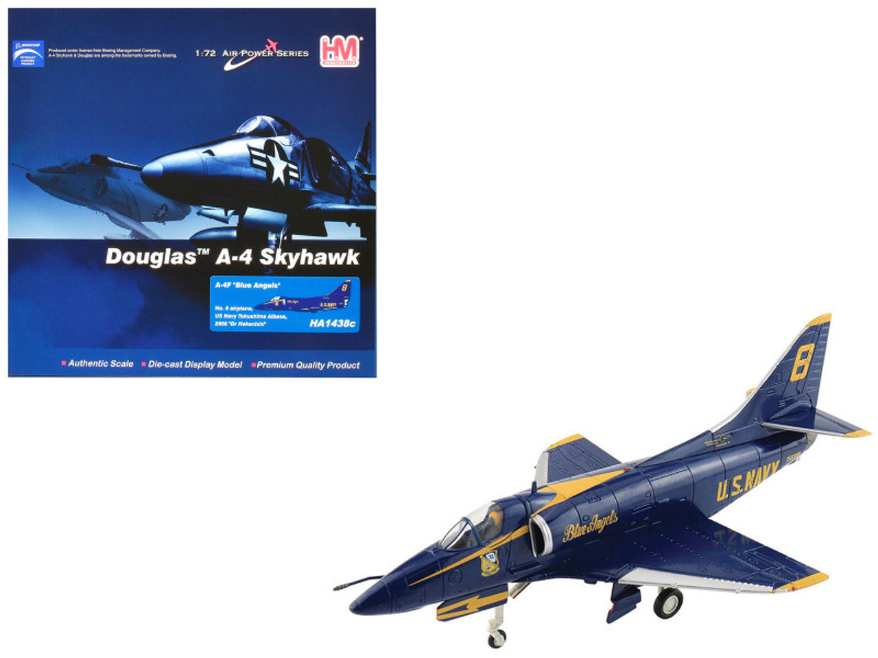 Douglas A-4F Skyhawk Aircraft "Blue Angels Tokushima Airbase Dr. Nakanishi #8" (2008) United States Navy "Air Power Series" 1/72 Diecast Model by Hobby Master