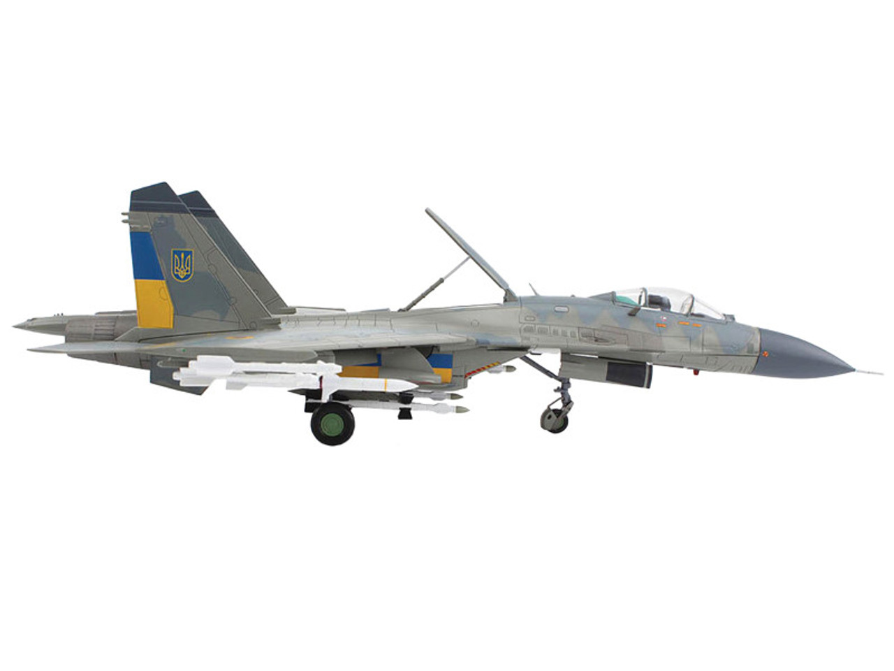 Sukhoi Su-27 Flanker Fighter Aircraft "Compass Ghost Grey Scheme" (2023) Ukrainian Air Force "Air Power Series" 1/72 Diecast Model by Hobby Master