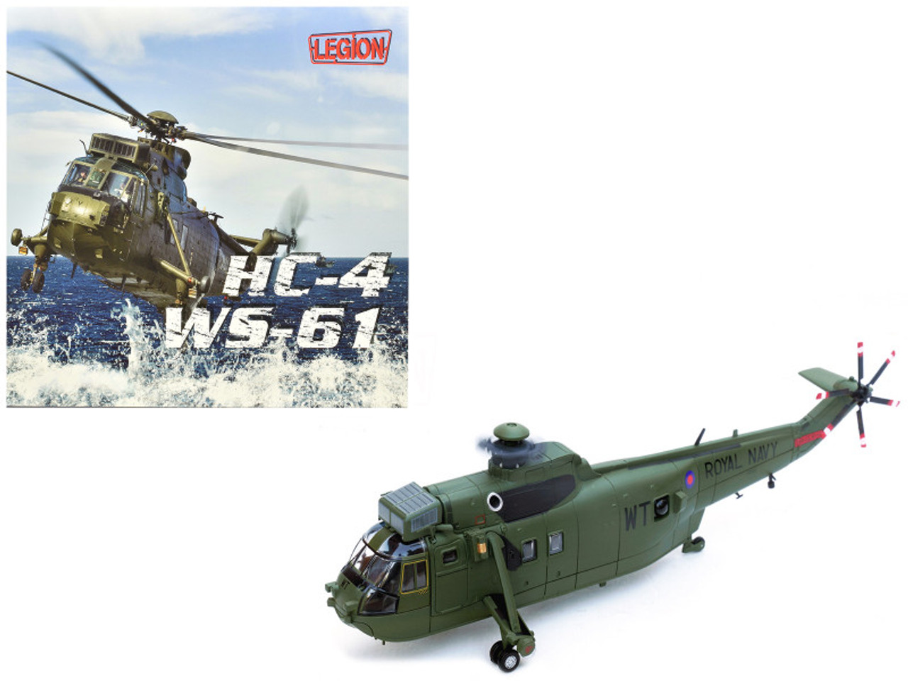 Westland Sea King HC.4 Helicopter "Green Livery 848 Naval Air Squadron Commando Helicopter Force Royal Naval Air Station Yeovilton Somerset" (2009) British Royal Navy 1/72 Diecast Model by Legion