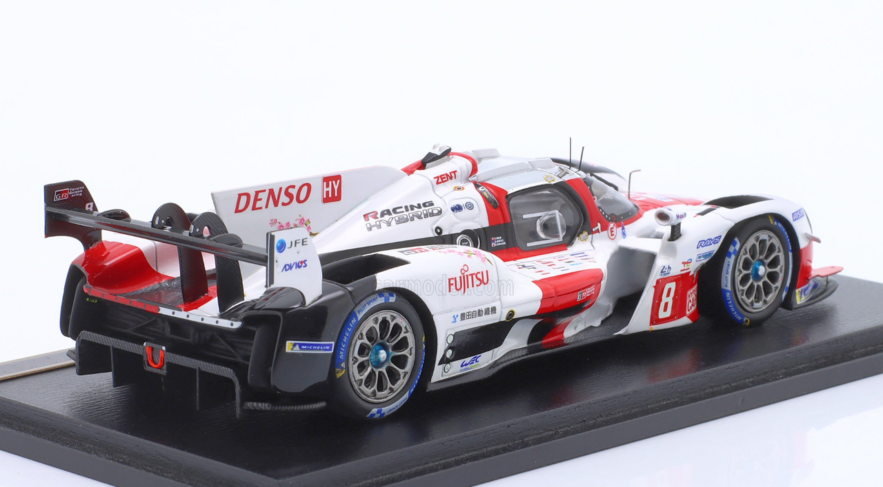 1/43 Spark 2022 Toyota GR010 Hybrid #8 Winner 24h LeMans Toyota Gazoo Racing Sébastien Buemi, Ryo Hirakawa, Brendon Hartley Car Model with Trophy