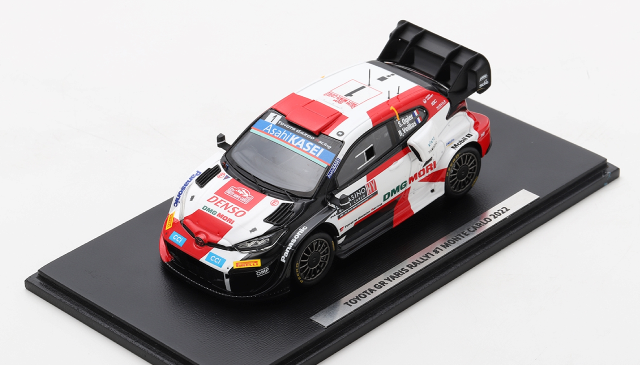 1/43 Spark 2022 Toyota GR Yaris Rally1 #1 2nd Rallye Monte Carlo Toyota Gazoo Racing WRT Sébastian Ogier, Benjamin Veillas Car Model