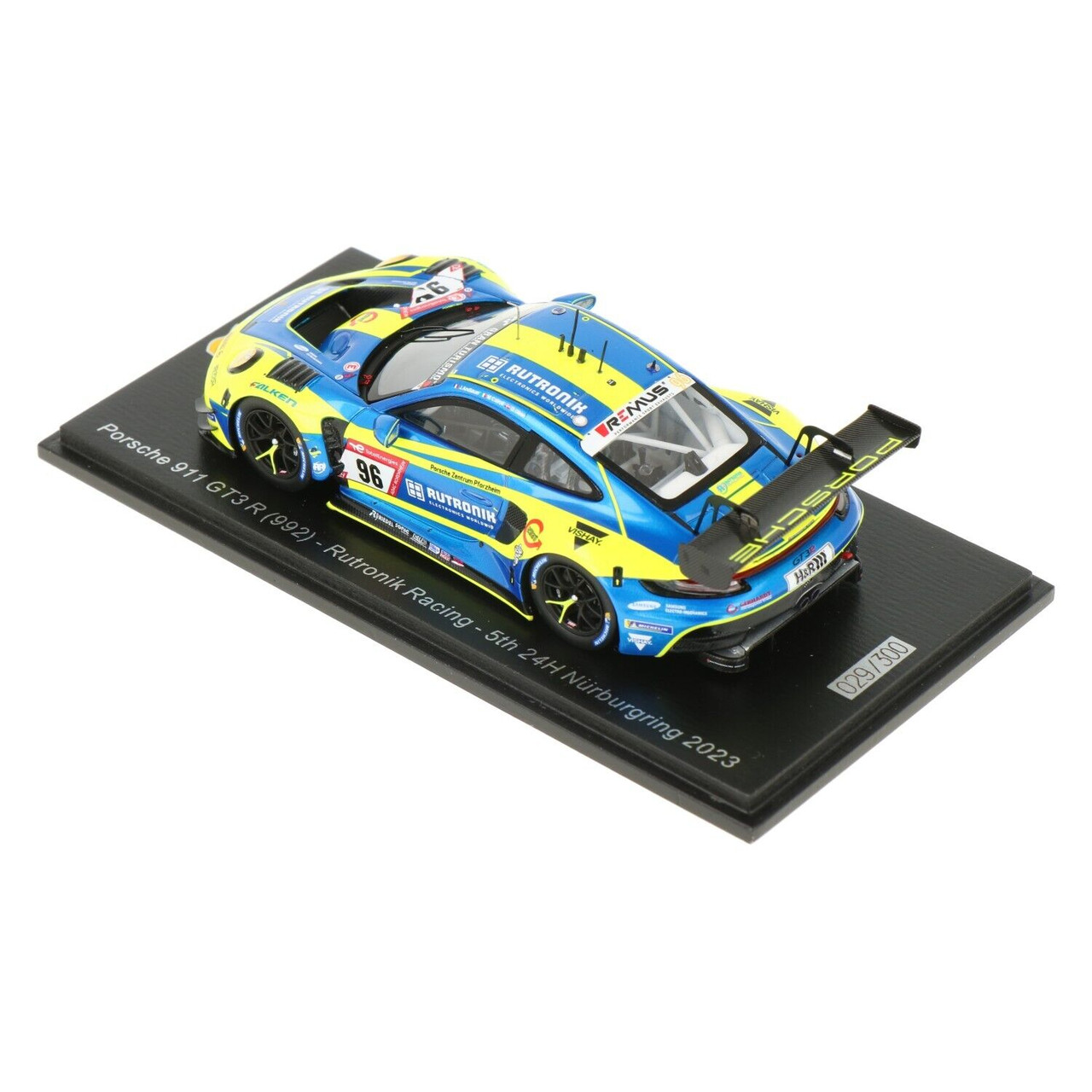 1/43 Spark 2023 Porsche 911 (992) GT3 R #96 5th 24h Nürburgring Rutronik  Racing Dennis Olsen, Matteo Cairoli, Julien Andlauer Car Model