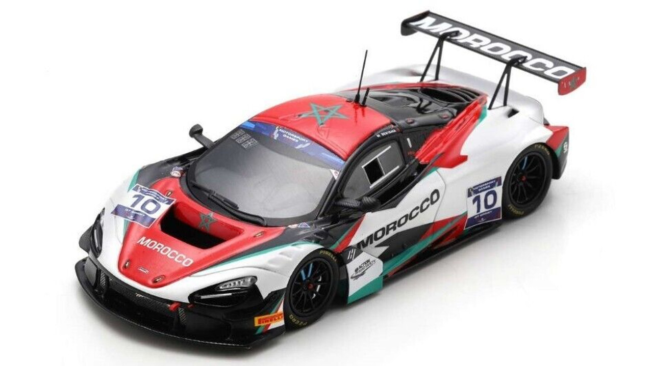 1/43 Spark 2022 McLaren 720S GT3 #10 FIA Motorsport Games Sprint Cup Team Marokko Michael Benyahia Car Model