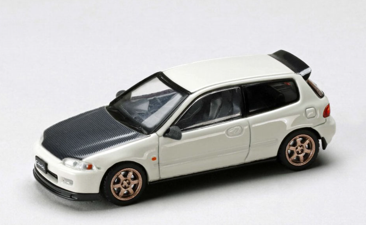 1/64 Hobby Japan JDM64 Honda Civic Type R (EG6) SIR-Ⅱ (Frost White with Carbon Hood) Car Model