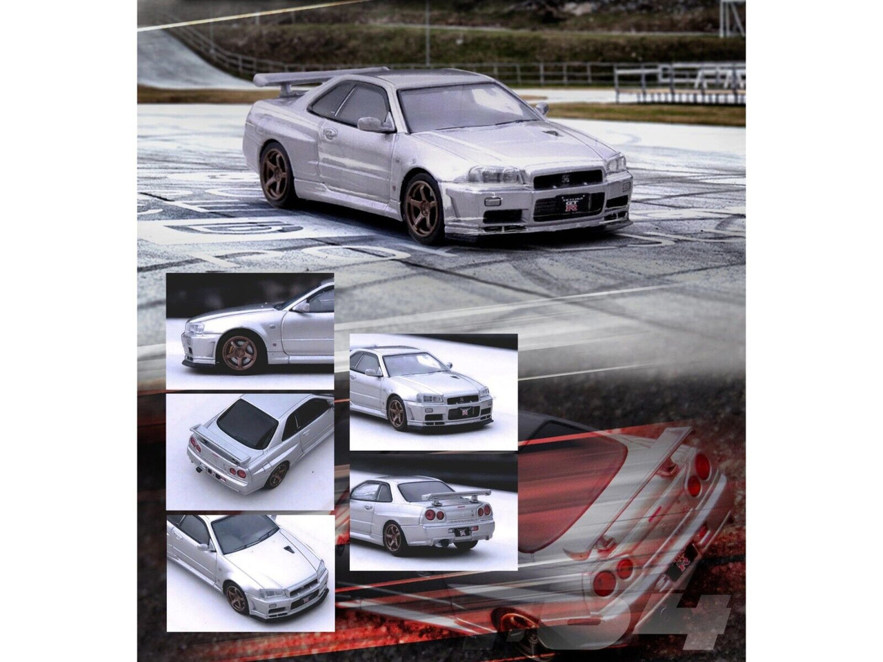 1/64 INNO Nissan Skyline GT-R R34 V-Spec II (Silver) Diecast Car Model