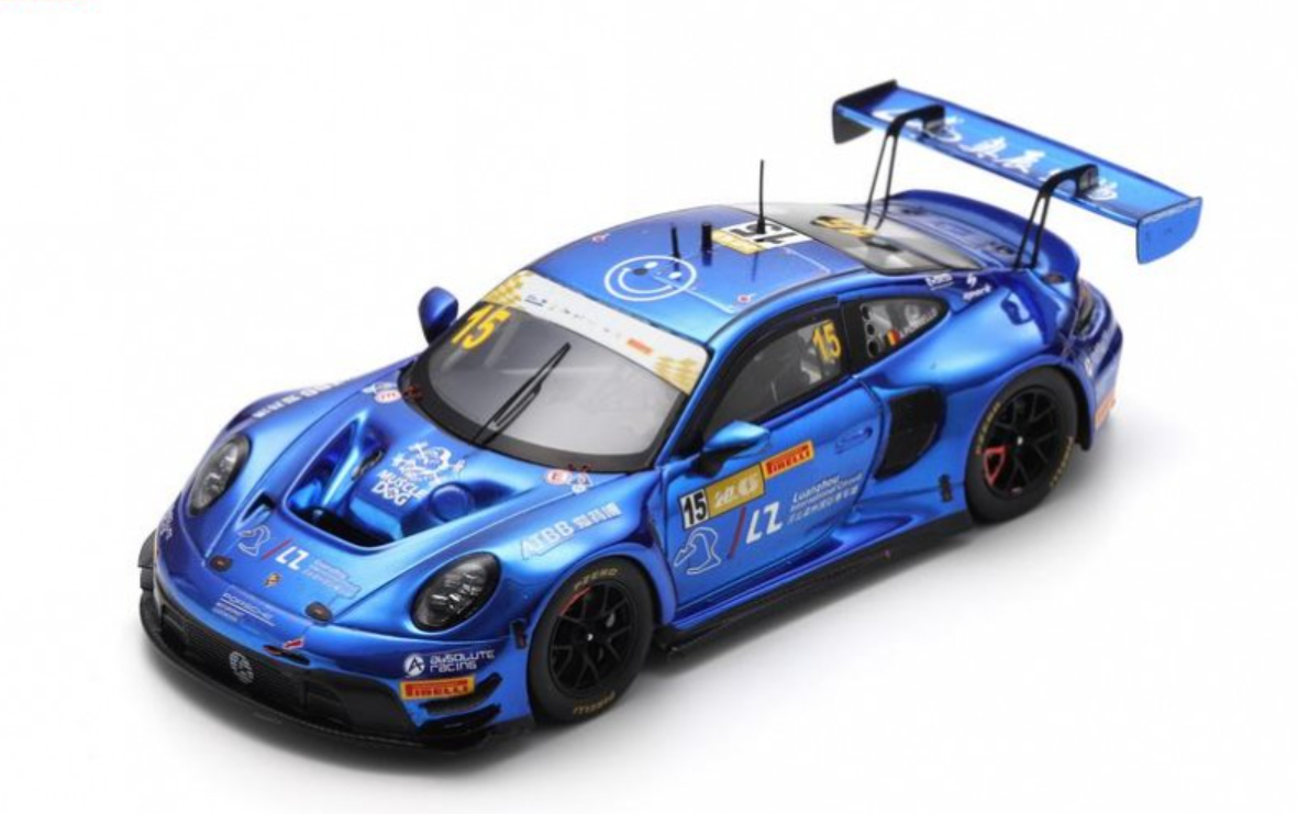 1/43 Spark Porsche 911 GT3 R (992) No.15 Luanzhou International Circuit 8th FIA GT World Cup Macau 2023 Alessio Picariello Car Model