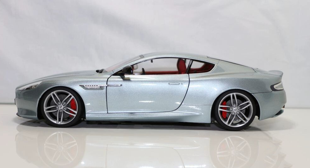 1/18 Welly FX Aston Martin DB9 Coupe (Silver Blue with Red Interior) Diecast Car Model