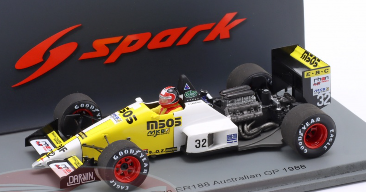 Miniature F1 Spark 1/43 – Eurobrun ER 188 D'O. Larrauri, GP Australie 1988