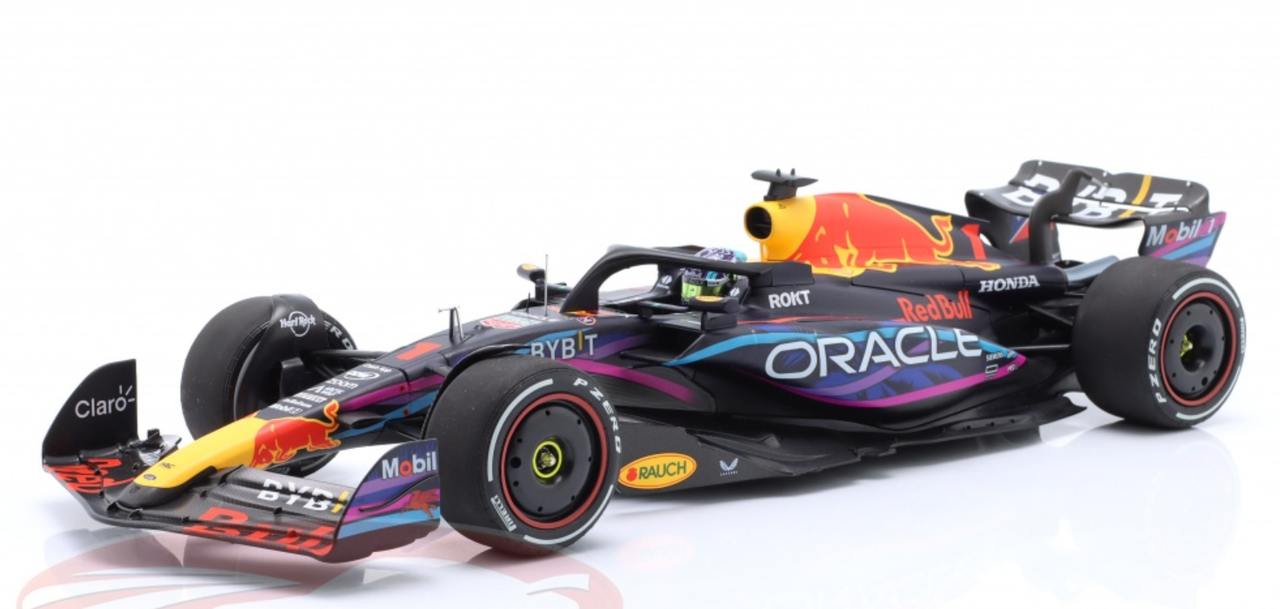 1/18 Minichamps 2023 Formula 1 Max Verstappen Red Bull RB19 #1 Winner Miami GP Formula 1 World Champion Car Model