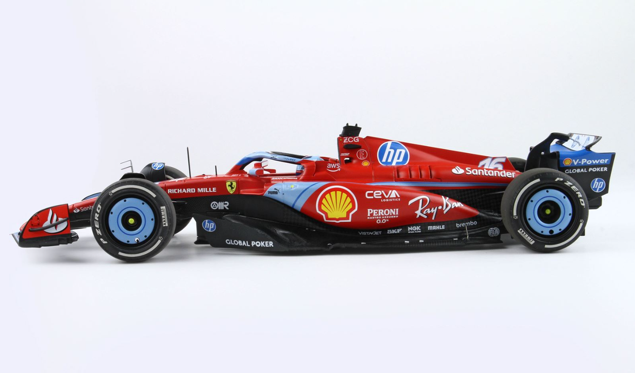 1/18 BBR 2024 Formula 1 Ferrari SF24 GP USA Miami Special Charles Leclerc Light Blue Livery Car Model