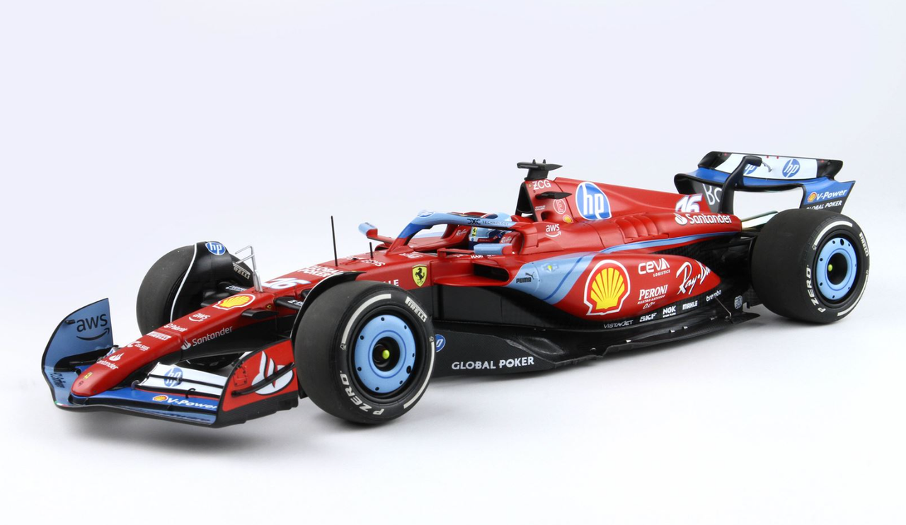 1/18 BBR 2024 Formula 1 Ferrari SF24 GP USA Miami Special Charles Leclerc Light Blue Livery Car Model