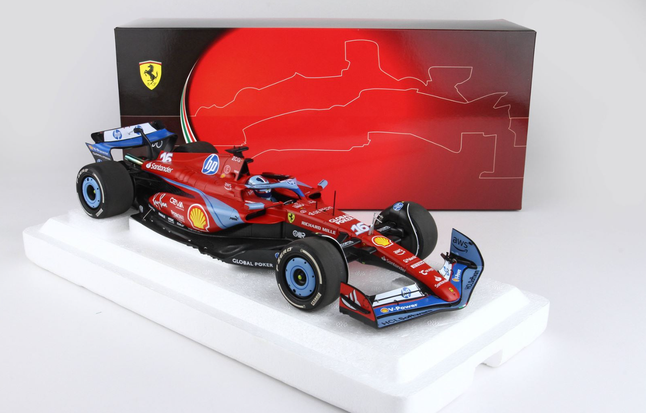 1/18 BBR 2024 Formula 1 Ferrari SF24 GP USA Miami Special Charles Leclerc Light Blue Livery Car Model