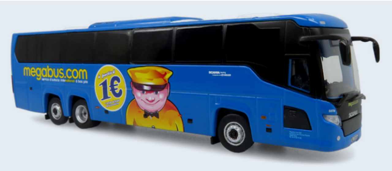 1/87 Iconic Replicas Scania Touring HD Coach Megabus France Diecast Car Model