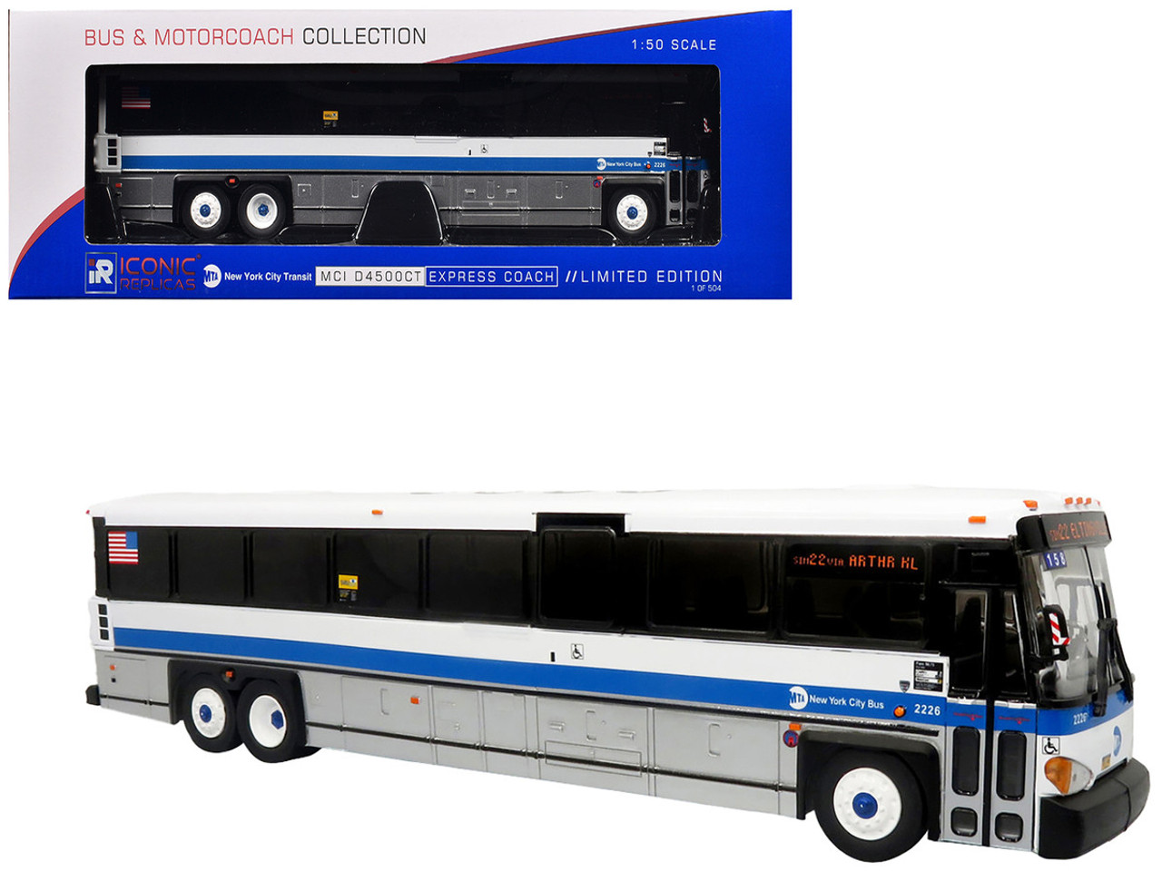 1/50 Iconic Replicas MCI D4500CT Coach MTA New York City Car