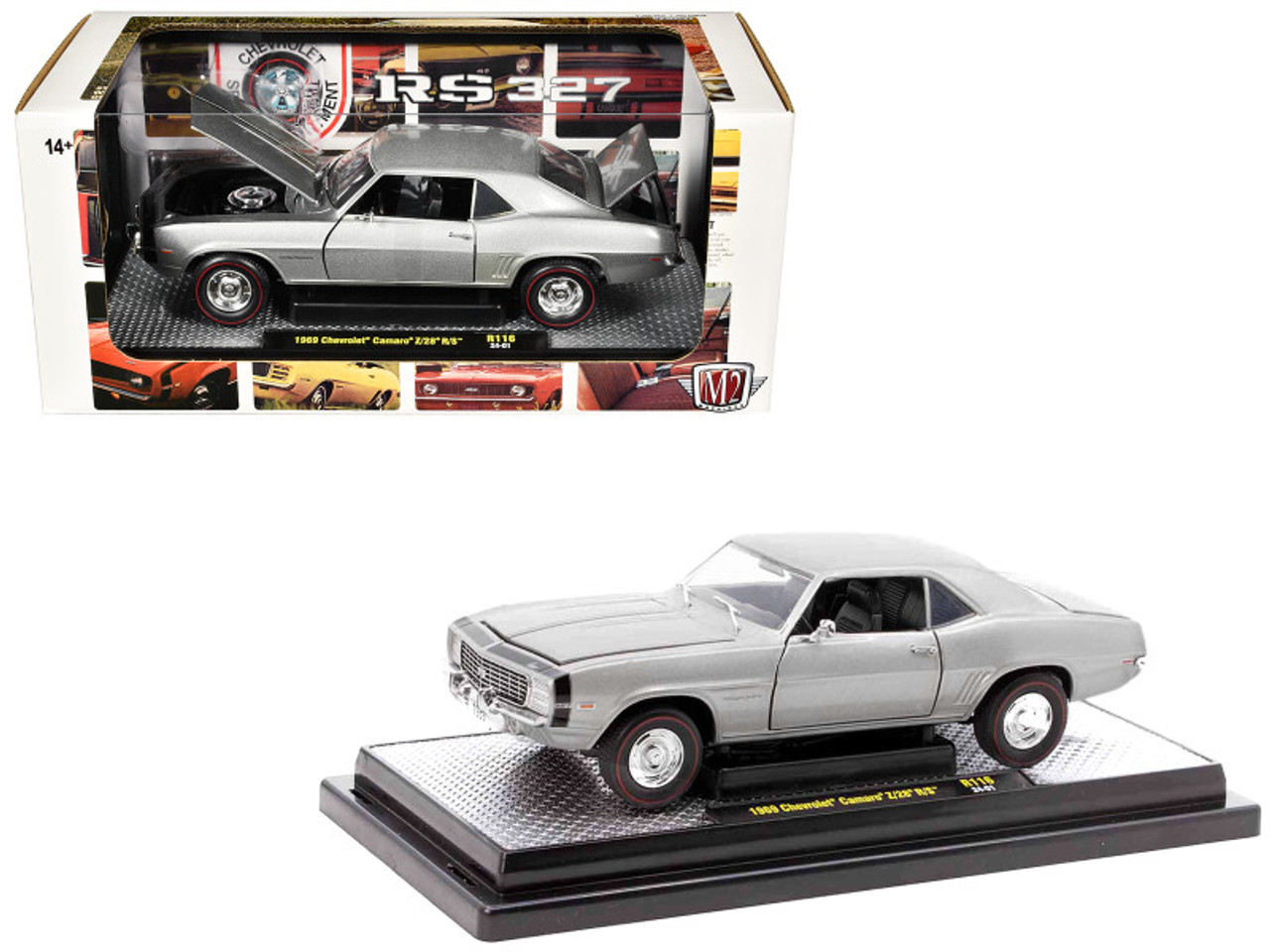 1969 Chevrolet Camaro Z/28 R/S Silver Metallic Limited Edition to 5250  pieces Worldwide 1/24 Diecast Model Car by M2 Machines - LIVECARMODEL.com