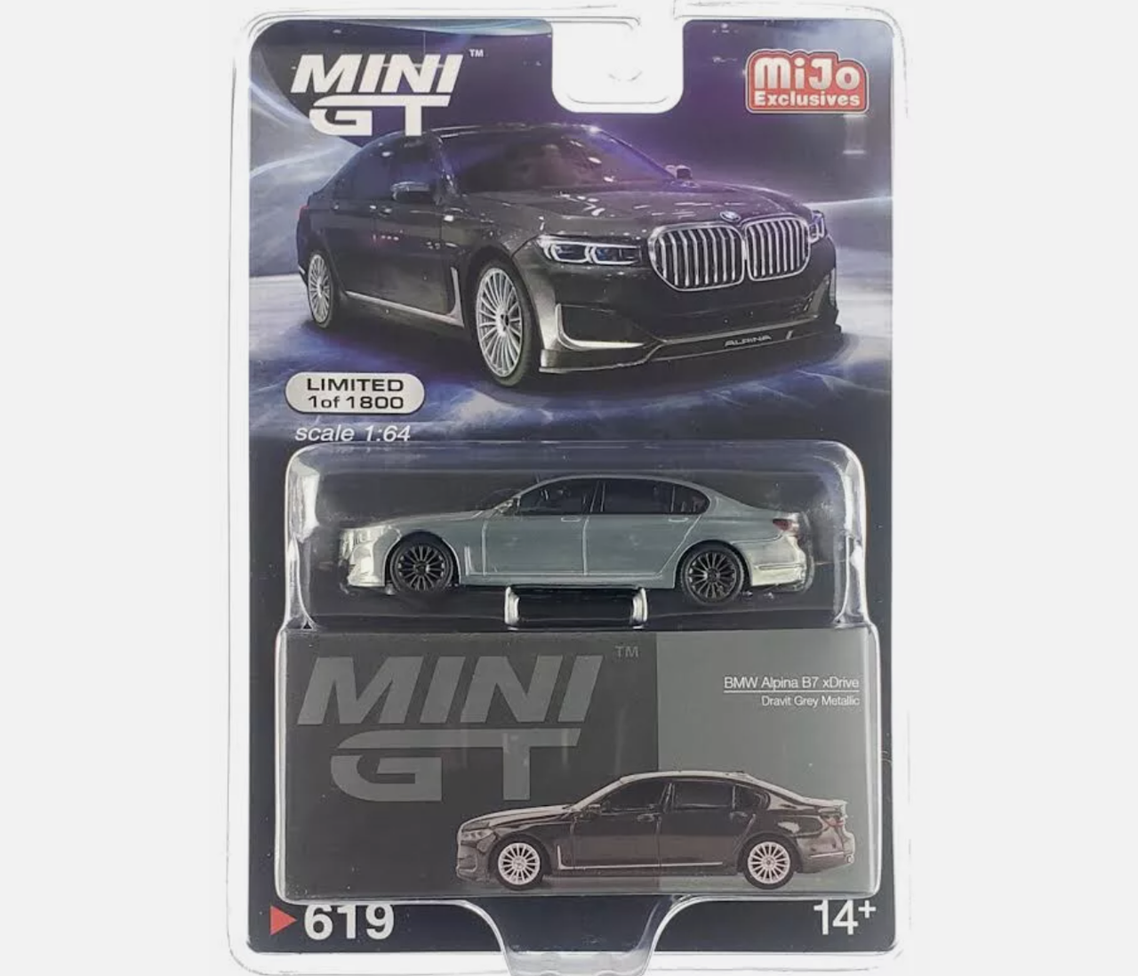 CHASE CAR 1/64 Mini GT BMW Alpina B7 xDrive (Chrome Silver with Black Wheels) Diecast Car Model