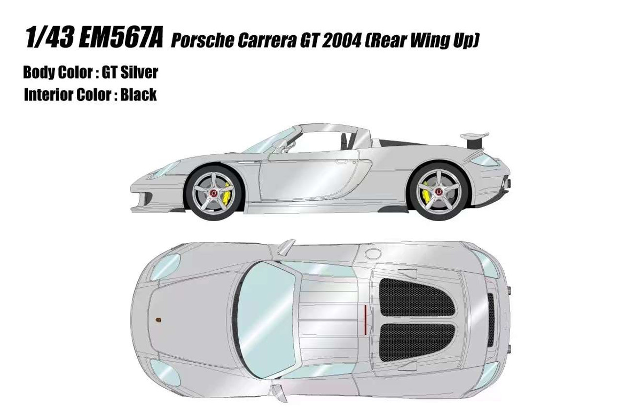 1/43 Make Up 2004 Porsche Carrera GT with Wing Up (GT Silver) Car Model