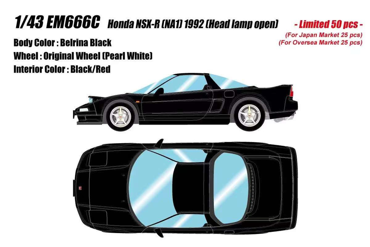 1/43 Make Up 1992 Honda NSX-R (NA1) With Head Lamp Open (Belrina Black) Car Model