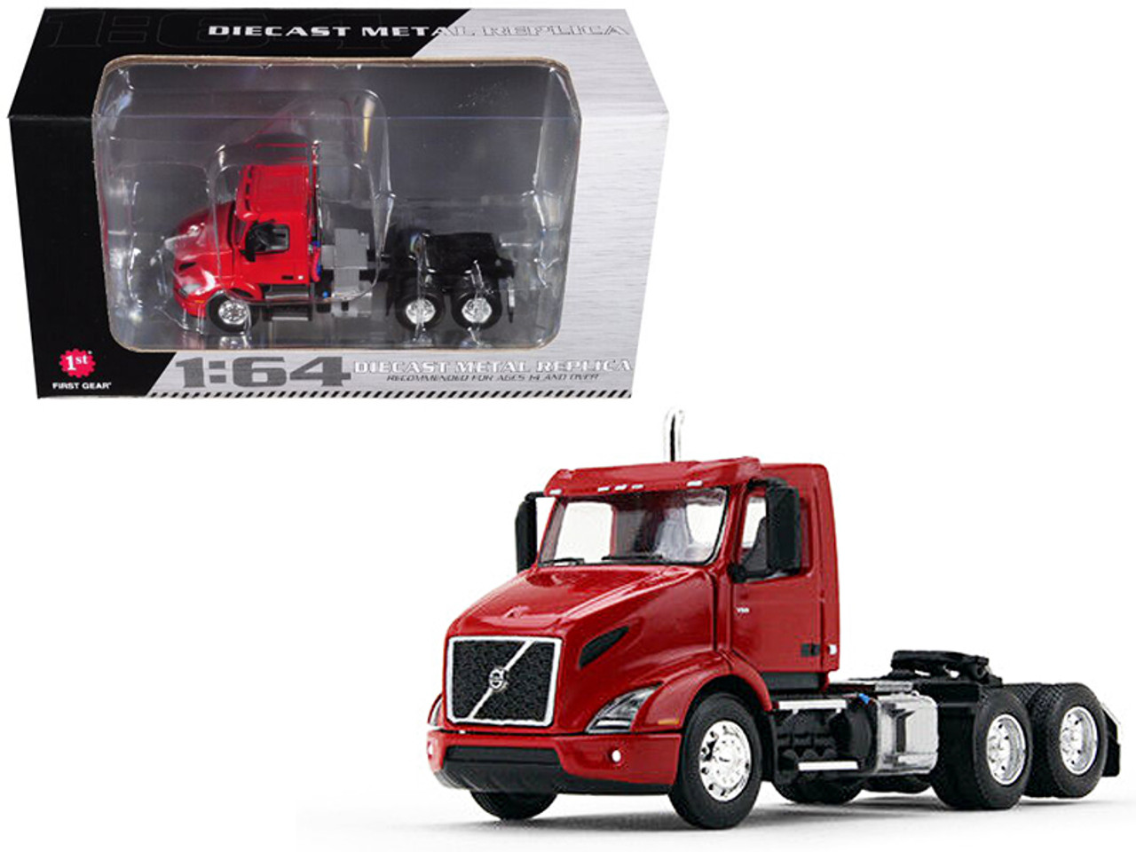 1/64 First Gear Volvo VNR 300 Day Cab Sun Red Diecast Car Model