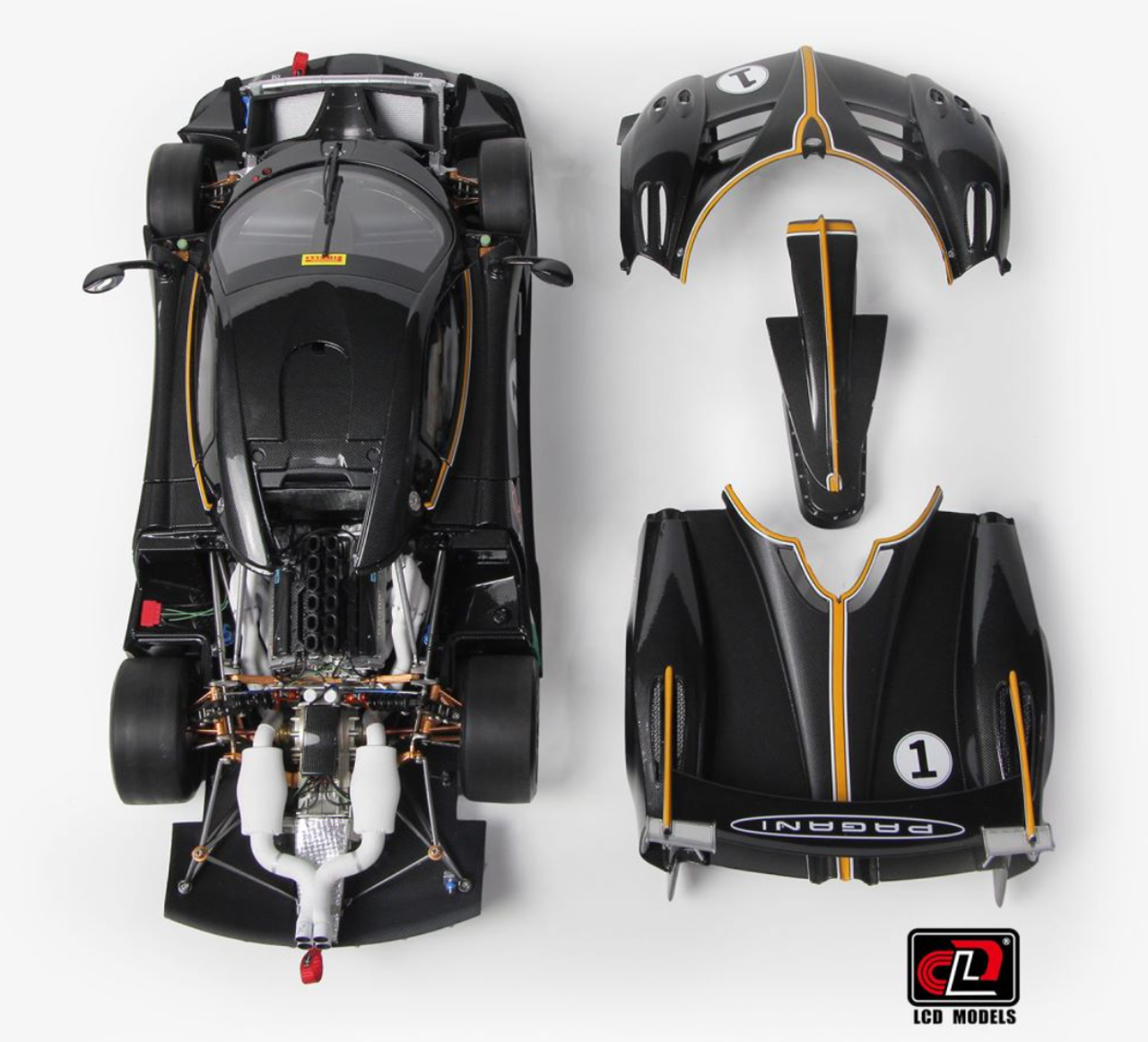LCDMODELS 1/18 ウアイラR 1/18 LCD Pagani Huayra R (Carbon Black) Diecast Car Model