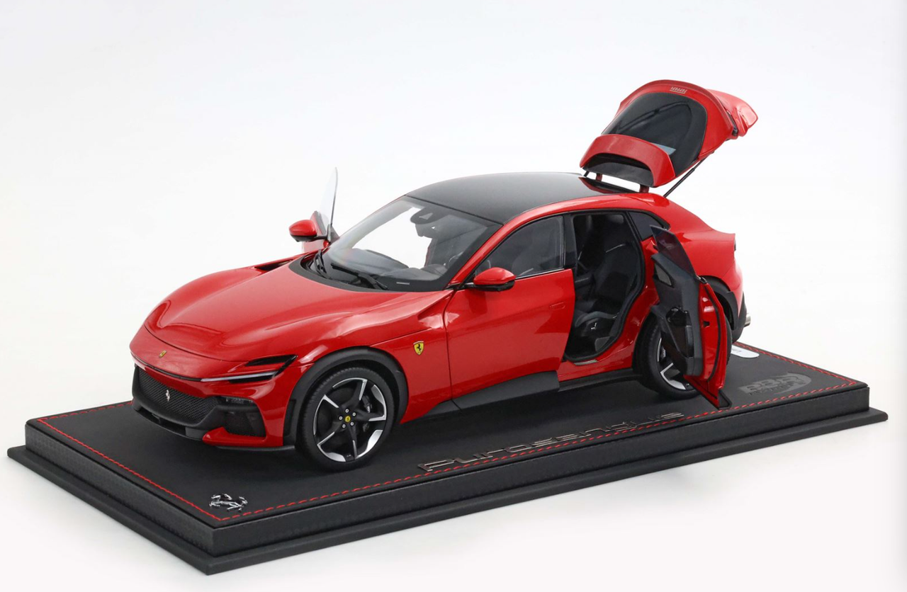 1/18 BBR Ferrari Purosangue with Black Roof (Rosso Corsa Red) Diecast Car Model with Luxury Package