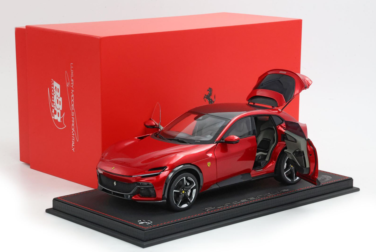 1/18 BBR Ferrari Purosangue with Black Roof (Magma Red) Diecast Car Model with Luxury Package